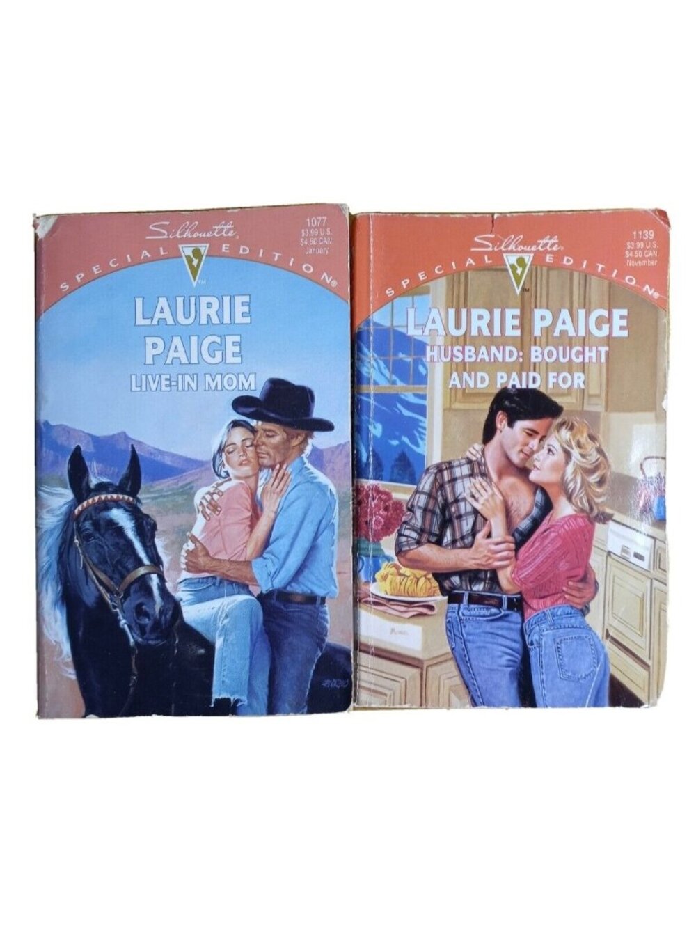 Vintage Two Book Lot Silhouette Laurie Paige Drama Romance Cowboy Paperbacks
